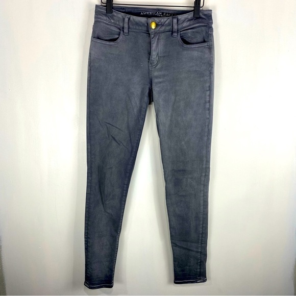 American Eagle AEO Denim Stretchy Gray Jeggings Jeans Pants Size 4 Regular - Picture 1 of 5
